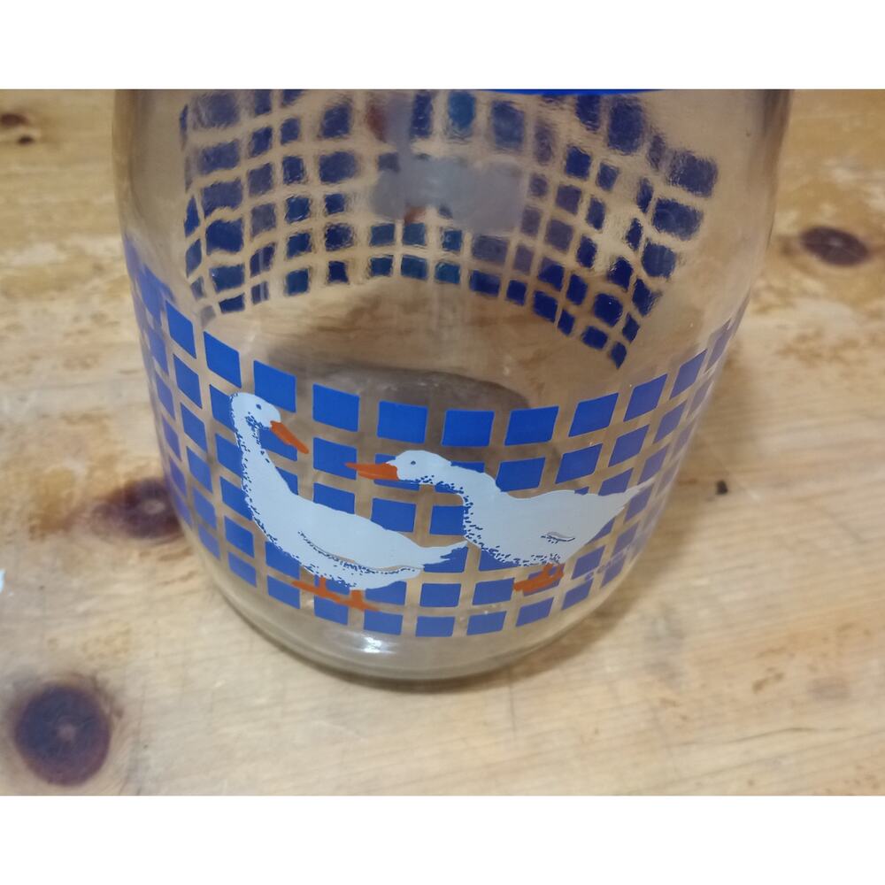 Vintage Carlton Glass Goose Geese Canister Container Jar With Lid 6 1/2"L Blue - Picture 2 of 4